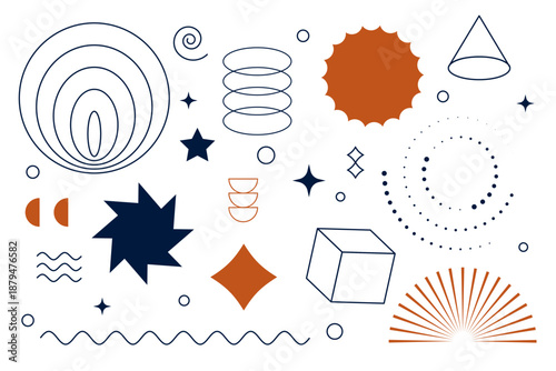 pack of simple y2k groovy figure elements design