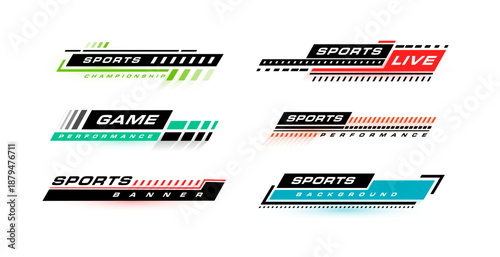 set of colorful live streaming lower third sports news titles