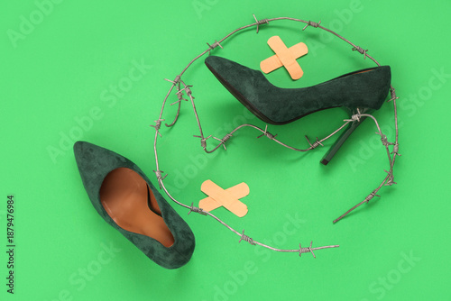 High-heeled shoes with plas...