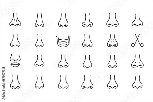 Human Nose Line Illustrations for Medical Anatomy and Healthcare Design