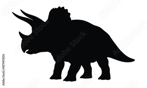 Black silhouette of a Triceratops dinosaur on a white background.