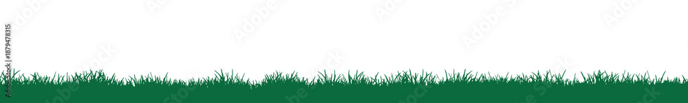 Obraz premium Seamless grass silhouette, meadow panorama on white background, lawn border, isolated graphic element