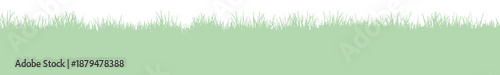 Seamless grass silhouette, meadow panorama on white background, lawn border, isolated graphic element