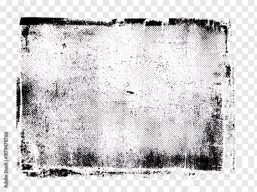 Isolated Old Screen Print Grunge Texture Overlay, Vintage Halftone Effect, Imperfect Ink Transfer, Distressed Graphic Element, Retro Print