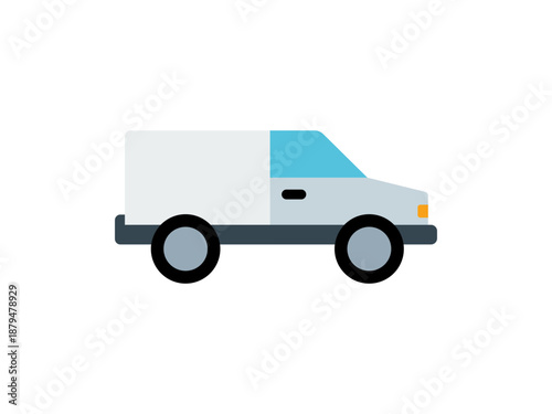 Modern flat style cargo truck icon with geometric shapes. Ideal for logistics, shipping companies, delivery services, and web or app interfaces.