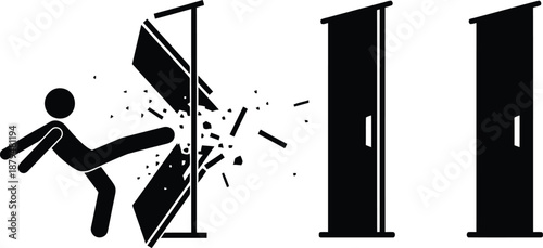 Person kicking through a door, symbolizing overcoming obstacles and challenges