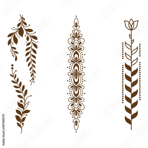 Beautiful brown floral dividers for wedding invitation and other decorative purposes