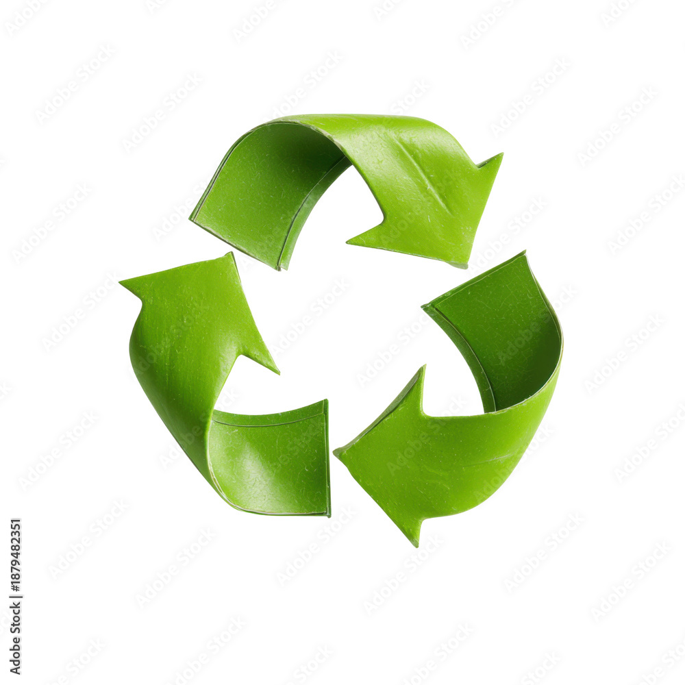 Obraz premium Eco-Friendly Symbol: A vibrant green recycling symbol, a universal emblem of environmental consciousness and sustainability.