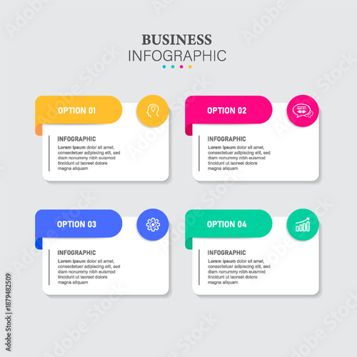 Creative concept for infographic with 4 steps, options, parts or processes. Business data visualization