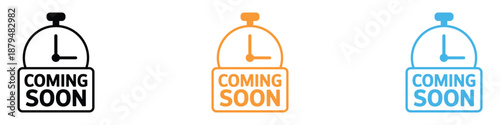 Coming Soon icon vector. upcoming events, product launches, future availability symbol. vector illustration.