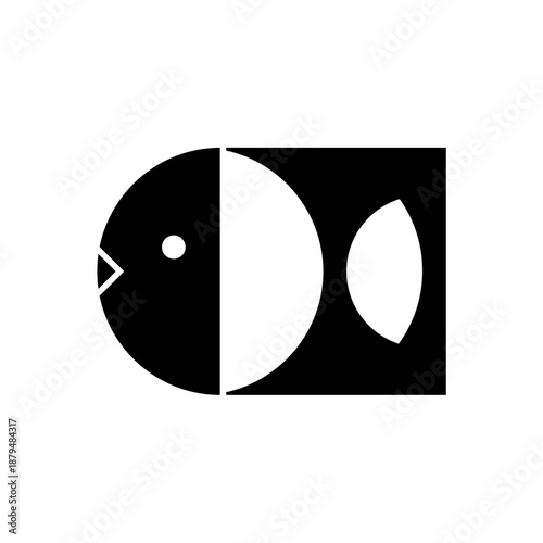 minimalist and elegant black and white fish logo