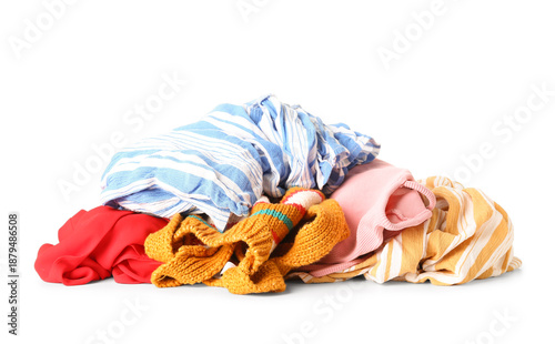 Pile of dirty laundry isola...