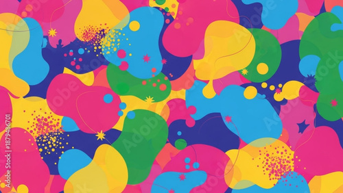 Vibrant colorful paint splatters on white background