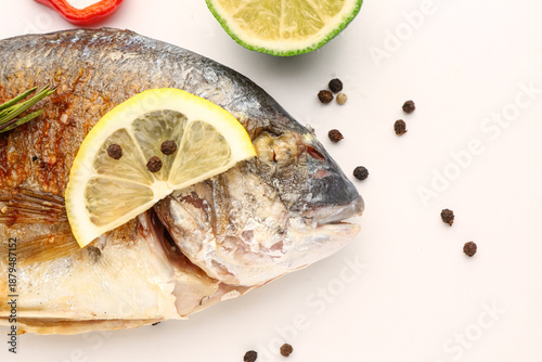 Tasty grilled dorado fish w...