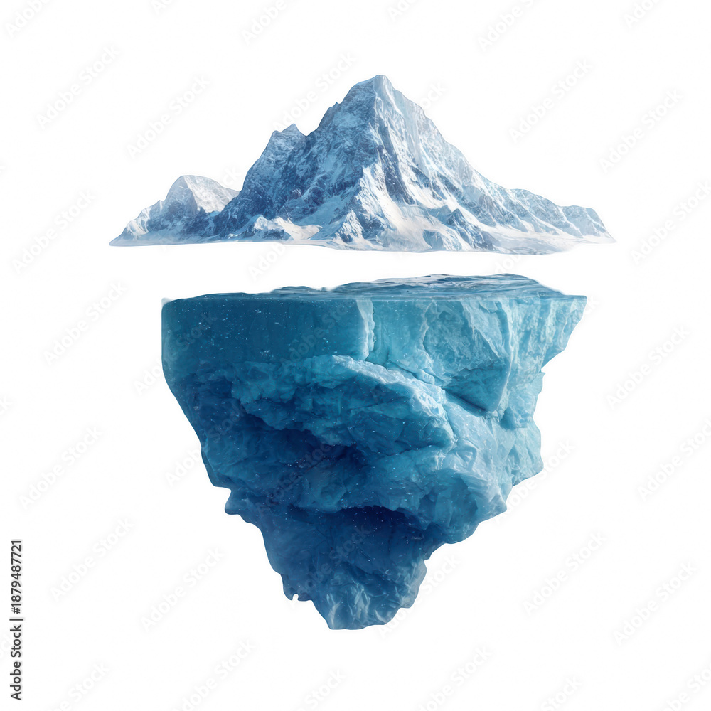 Obraz premium The true scale of an iceberg: revealing both its visible mountain peak and hidden depths