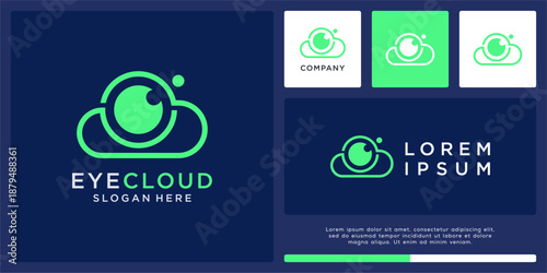 Eye cloud logo design template.