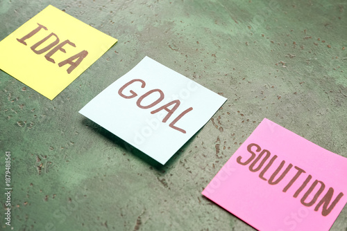 Sticky notes with words IDE...
