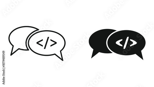 Code conversation icons set