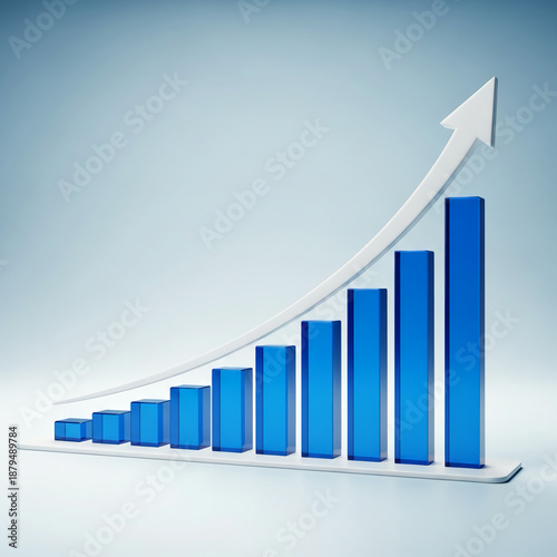 Minimalist blue rising bar chart vector isolated on white