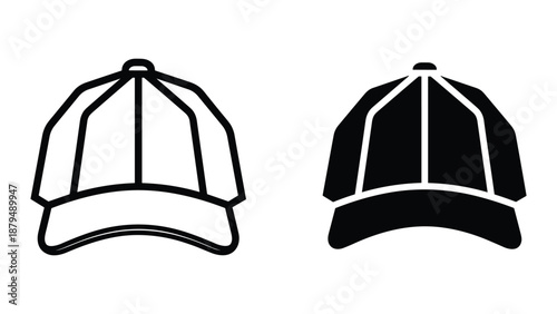 Simple baseball cap illustration in two styles