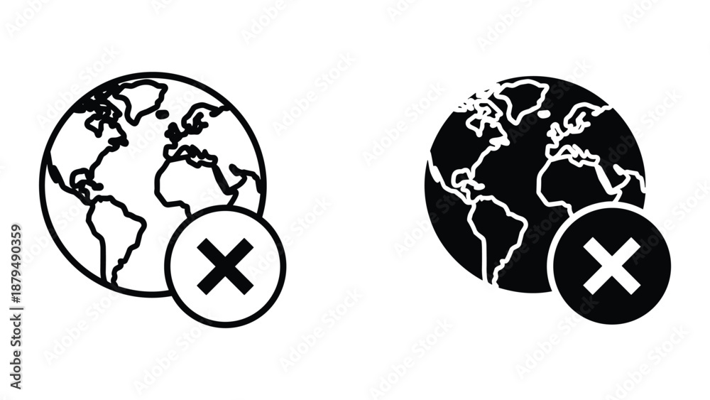 Obraz premium Global denial icon set with cross symbol