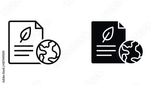 Eco friendly document icon set for global environment