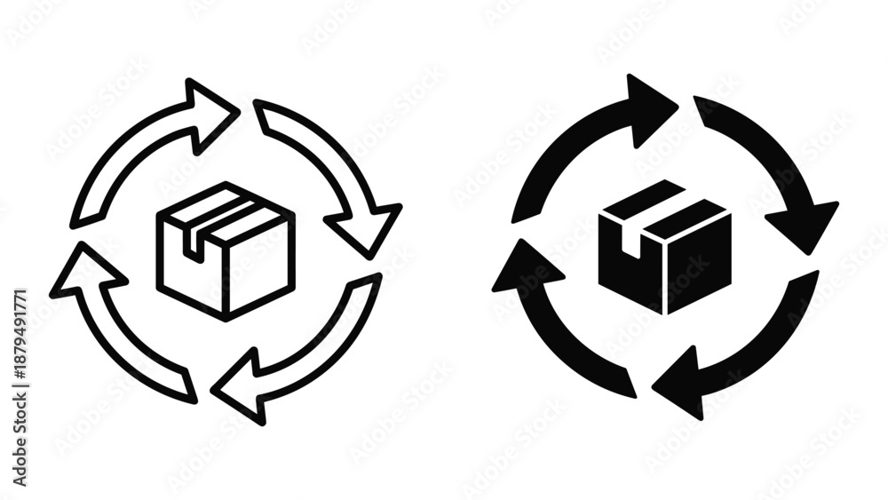 Fototapeta premium Return process icon set for product exchange