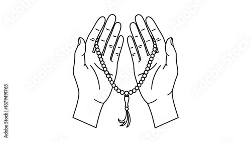 Hands Holding Rosary Beads in Prayer