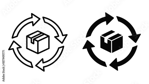 Return process icon set for product exchange
