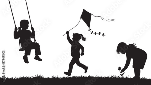 Children playing outside in a park on a sunny day