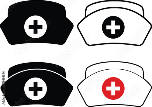 Nurse hat. Doctor Cap sign. Nurse cap symbol. flat style.