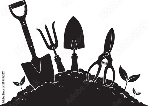 Gardening tools and equipment for planting and growing flowers