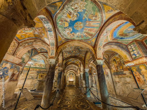 Foto Interior view of the marvelous Anagni Cathedral Crypt, the Sistine Chapel of th