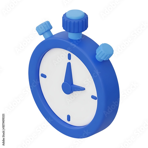 Free Download Blue stopwatch timer with white face on transparent background, 3D render for time management productivity concepts - GFXLoad