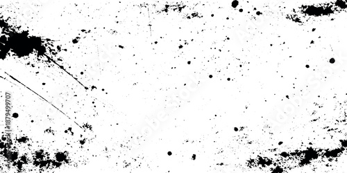 black splatters and grunge on a white background with scattered dots and lines high quality professional