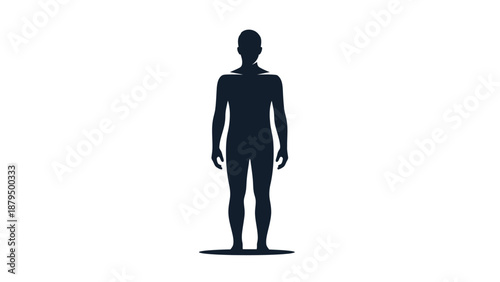 Silhouette of a Male Human Figure Standing Centered Against a White Background
