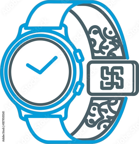 Modern smartwatch with stylish band design, fashion accessory for tech and timepiece enthusiasts, wearable device with blue and gray colors