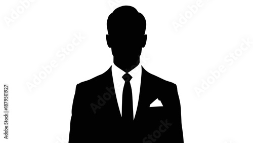 Anonymous Businessman Silhouette in a Dark Suit and Tie with Pocket Square