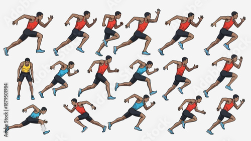 Diverse group of runners in action, vector illustration for sports and fitness themes
