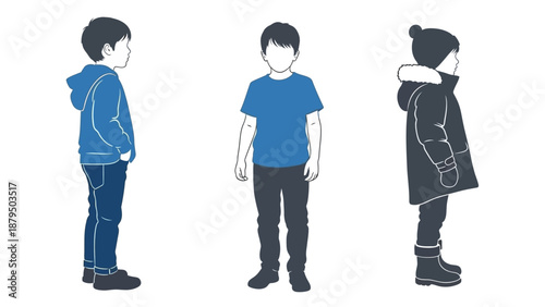 Children's Fashion: Casual and Winter Outfits Shown from Different Angles