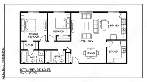 Detailed floor plan of a spacious modern home interior