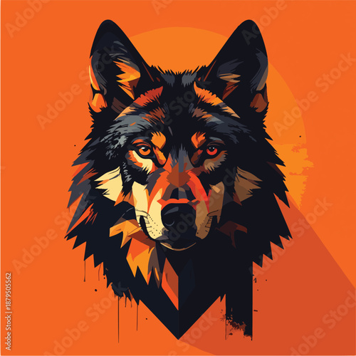 Intense Geometric Wolf Portrait