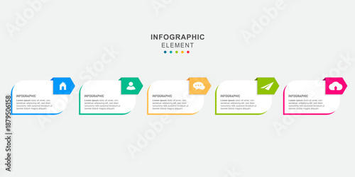 Vector Infographic label design with 5 options or steps. Infographics for business concept. Can be used for presentations banner, workflow layout, process diagram, flow chart, info graph