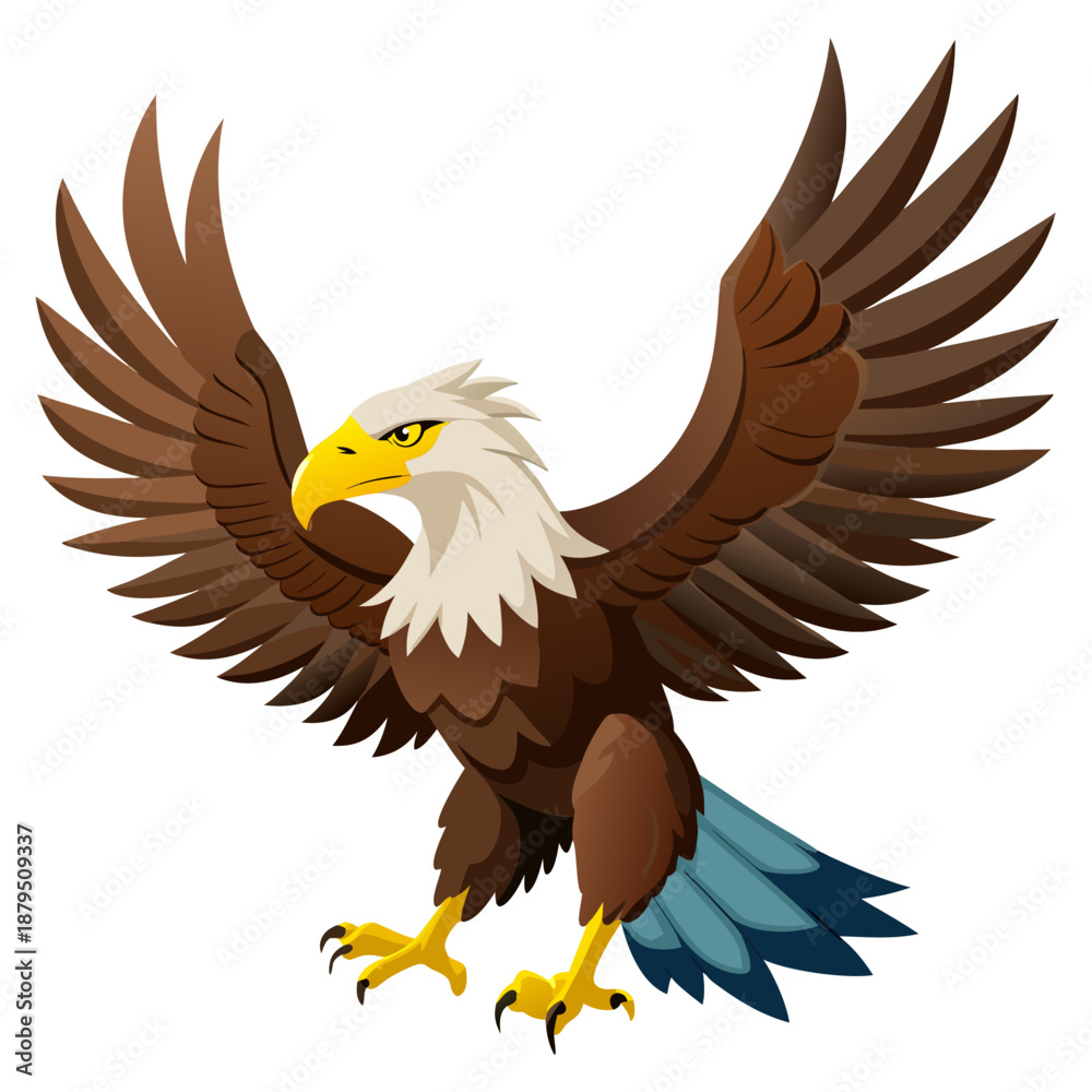 Obraz premium Powerful bald eagle mascot swooping illustration on white background