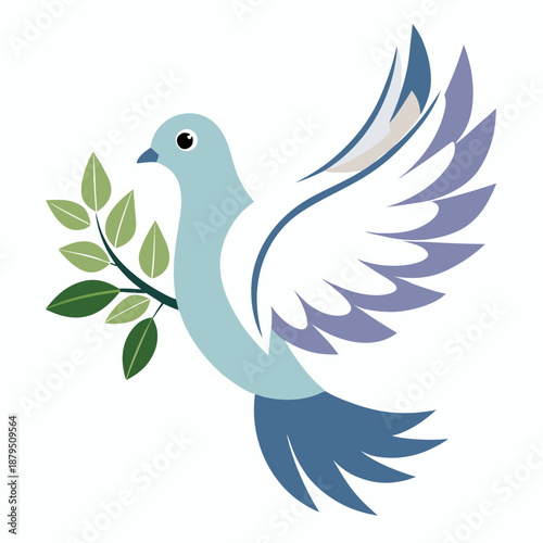 white dove with green leaves