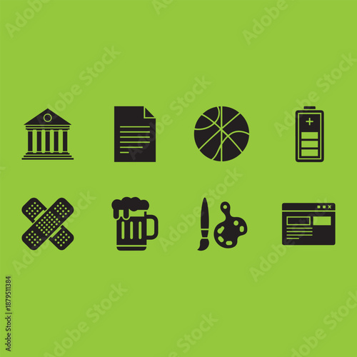 Set of flat business and technology vector icons for web design including shopping cart, finance, and mobile phone symbols