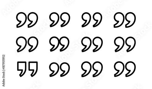 Minimal Quote Mark and Quotation Vector Icon Set for Editorial and Web Design