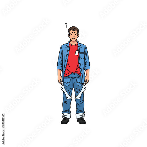 Confused young man in casual clothes looking puzzled