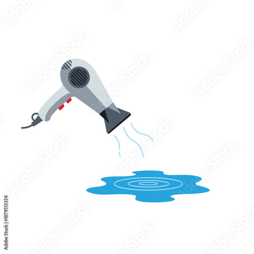 Hair dryer blowing water puddle dry quickly