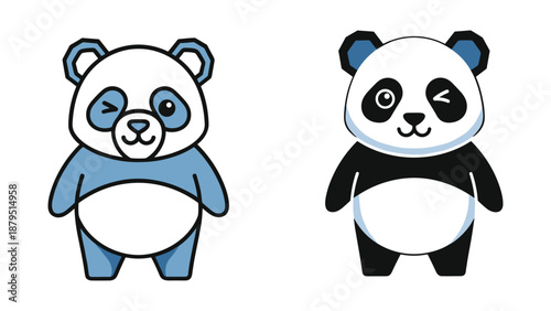 Cute cartoon panda bear character illustration